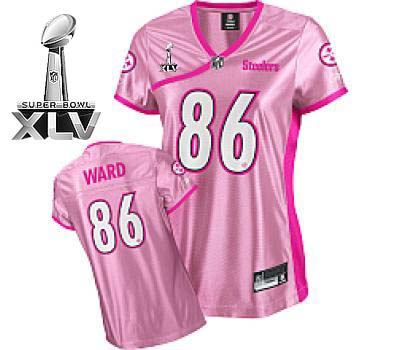 Steelers #86 Hines Ward Pink Lady Super Bowl XLV Stitched NFL Jersey